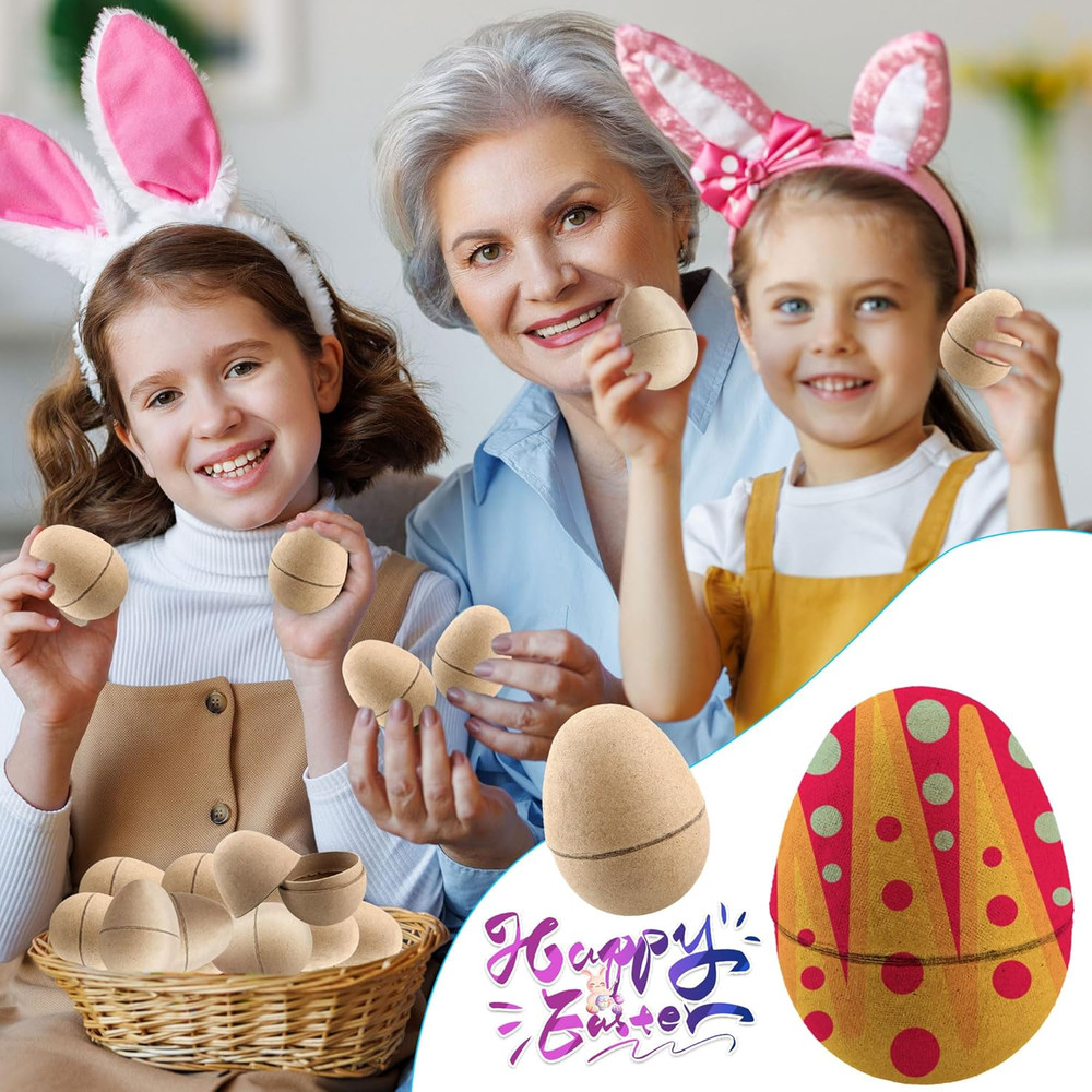 24 Pack Paper Easter Eggs 3.2 Inch Paper Mache Eggs DIY Easter Paper Eggs for...