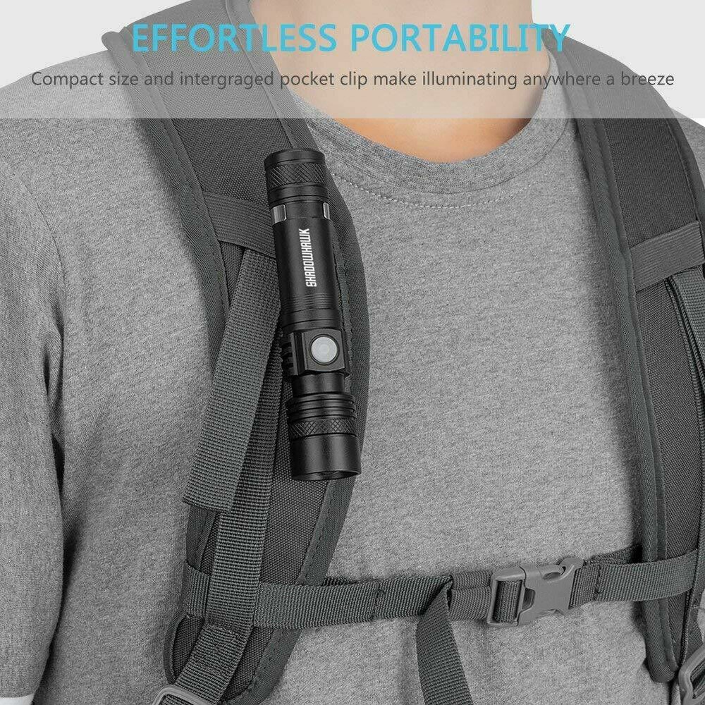 2 PACK LED Flashlight Rechargeable USB Tactical Torch