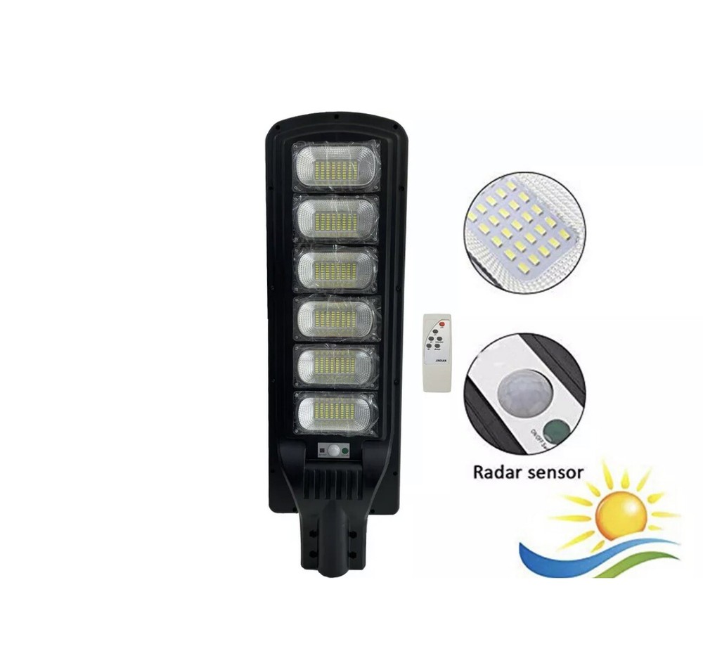 350W LED Street Light Headlight with Solar Panel Twilight Remote Control