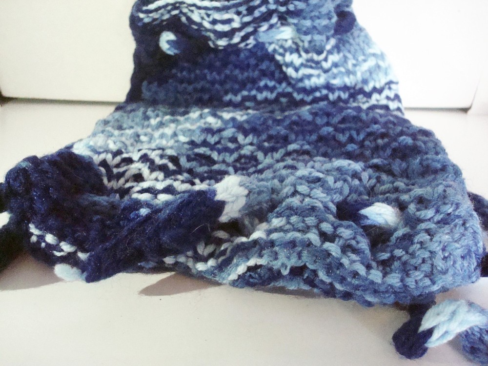 Hand Knit Zig Zag Blue Multicolor Backpack