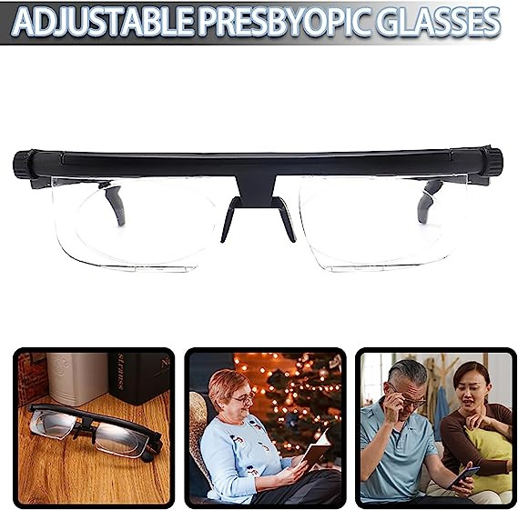 Dial Adjustable Glasses Variable Focus For Reading Distance Vision Eyeglasses ne