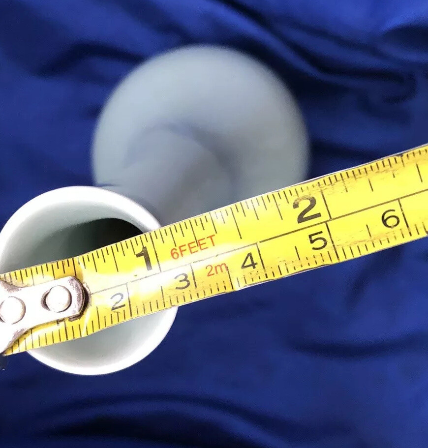 Celadon Glaze Gourd Vase Slender Neck Unique Triangular Opening Japan Vintage