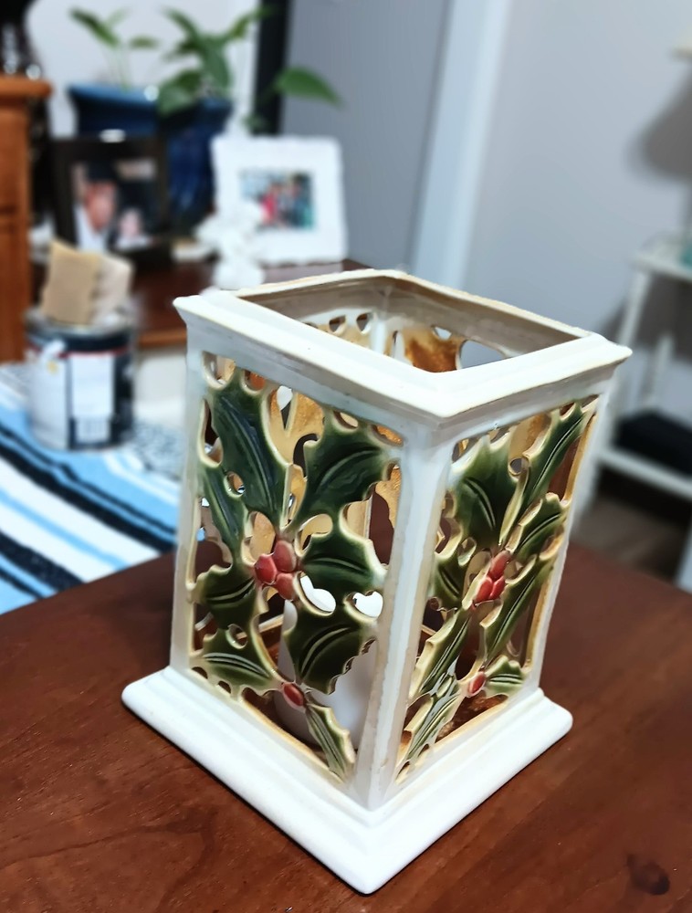 Holly Ceramic Large Candle Holder