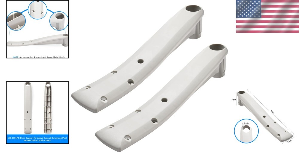Sturdy 2-Pack Deck Support for BiltMor Above Ground Pool Steps - Pearl Gray
