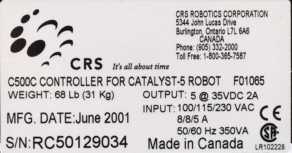 CRS Robotics C500C Controller for Catalyst-5 Robot