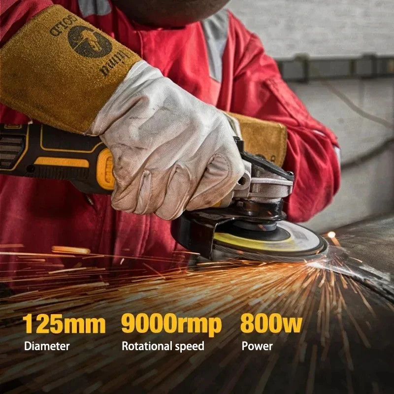 DaWei DCG405 Brushless 125mm Flat Head Angle Grinder Bare Machine Tool for...