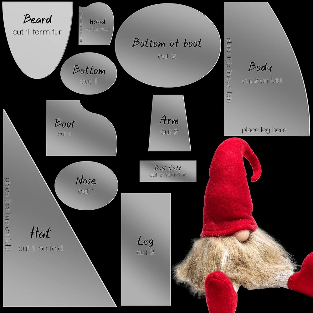 Jutom 11 Pcs Christmas Gnome Patterns for Sewing Basic transparent
