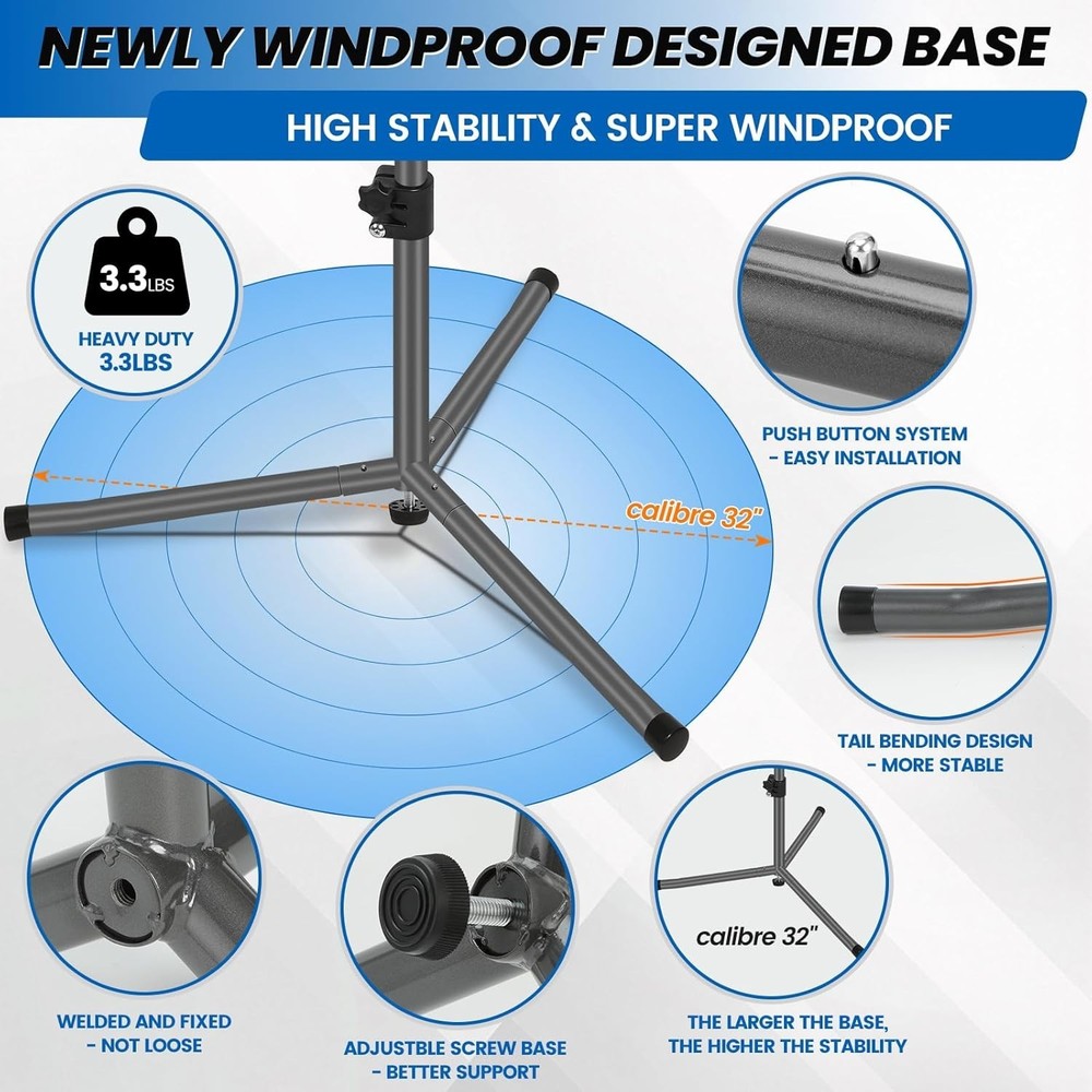 Windproof Boat Cover Support Pole System 2 Pcs with Adjustable Heights