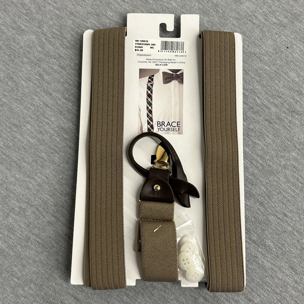 Saddlebred Suspenders Men's One Size Clip Closure Solid Beige