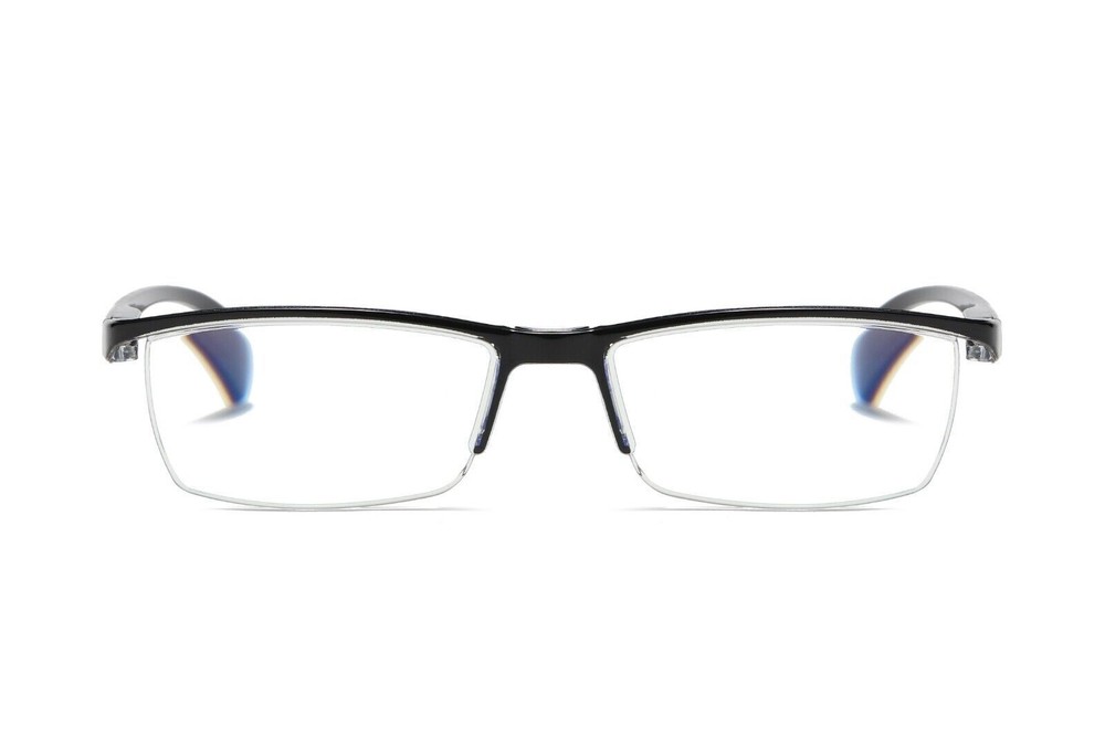 4 Pair Mens Rectangular Blue Light Blocking Reading Glasses Spring Hinge Readers