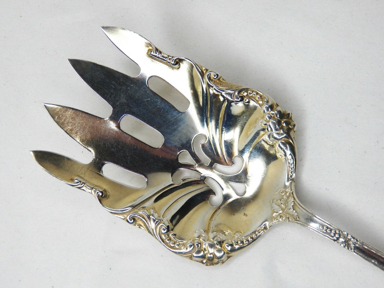 BLACKINTON VERONA STERLING SILVER FANCY PIERCED SERVING FORK 7 1/2" NO MONO