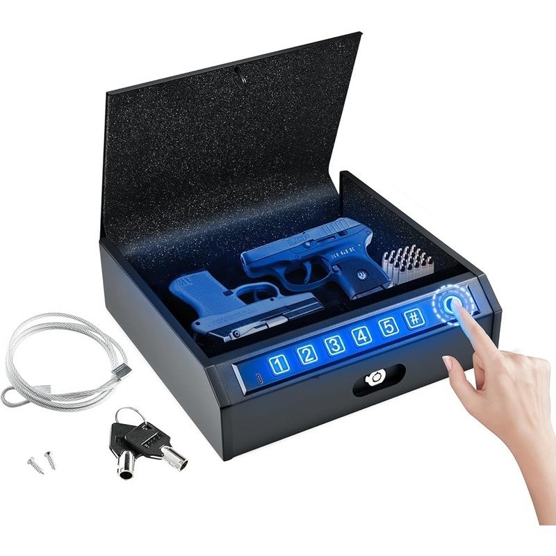 Biometric Gun Safe Portable Quick Access Lock Fingerprint Security Case Compact