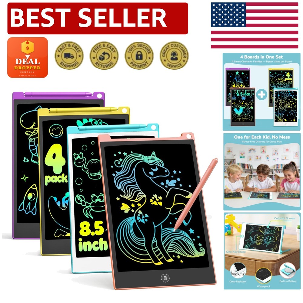Travel-Friendly 4-Pack LCD Writing Tablets - Learning & Entertainment in One