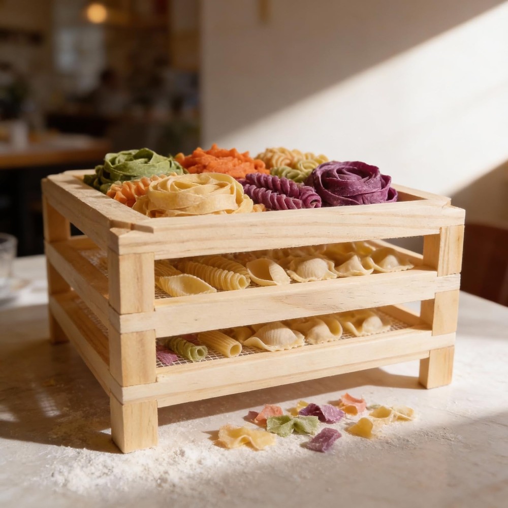 11.8 Inch Square Wooden Desktop Herb Drying Rack Mesh NoDrill Stackable