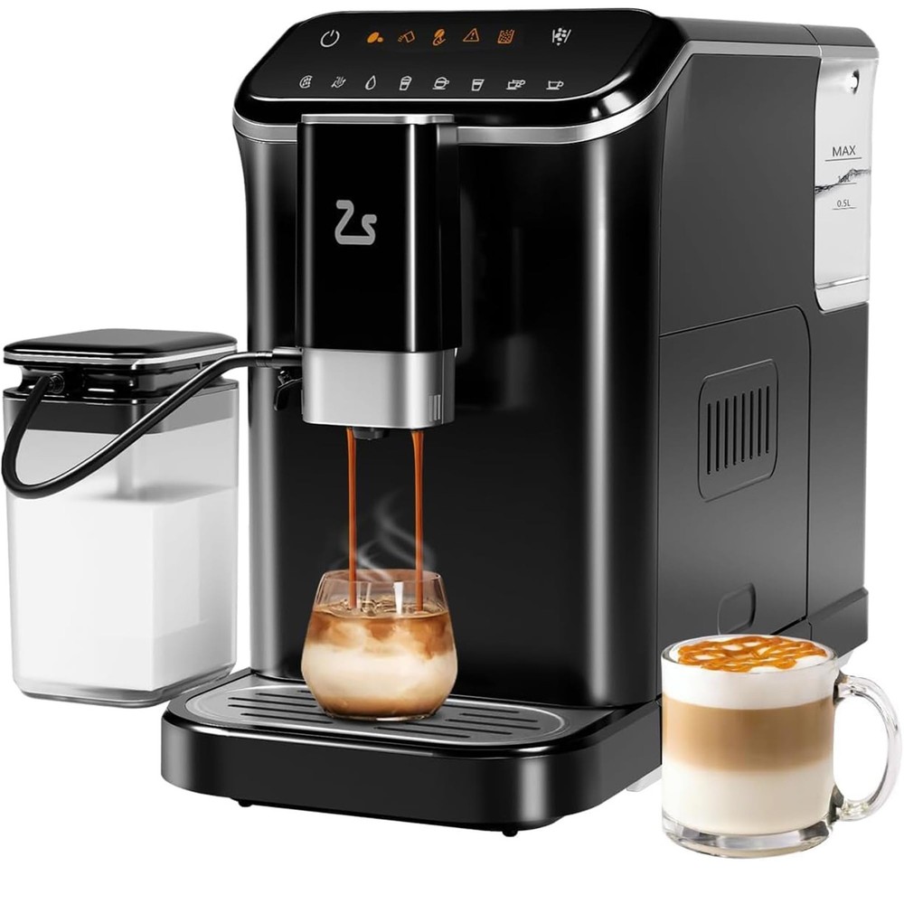 Fully Automatic Espresso Machine, 20 Bar Coffee Machine with Built-In Grinder