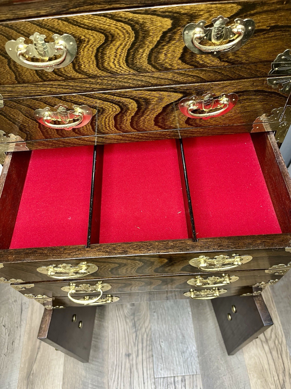Antique 2 Piece Korean Elmwood Tansu Chest Hall Cabinet Asian Chest Of Drawers