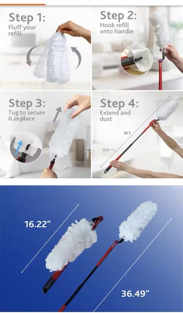 2-Packs O-Cedar Flex & Catch Heavy Duty Dusting Kit 360° Head Extends 3 ft