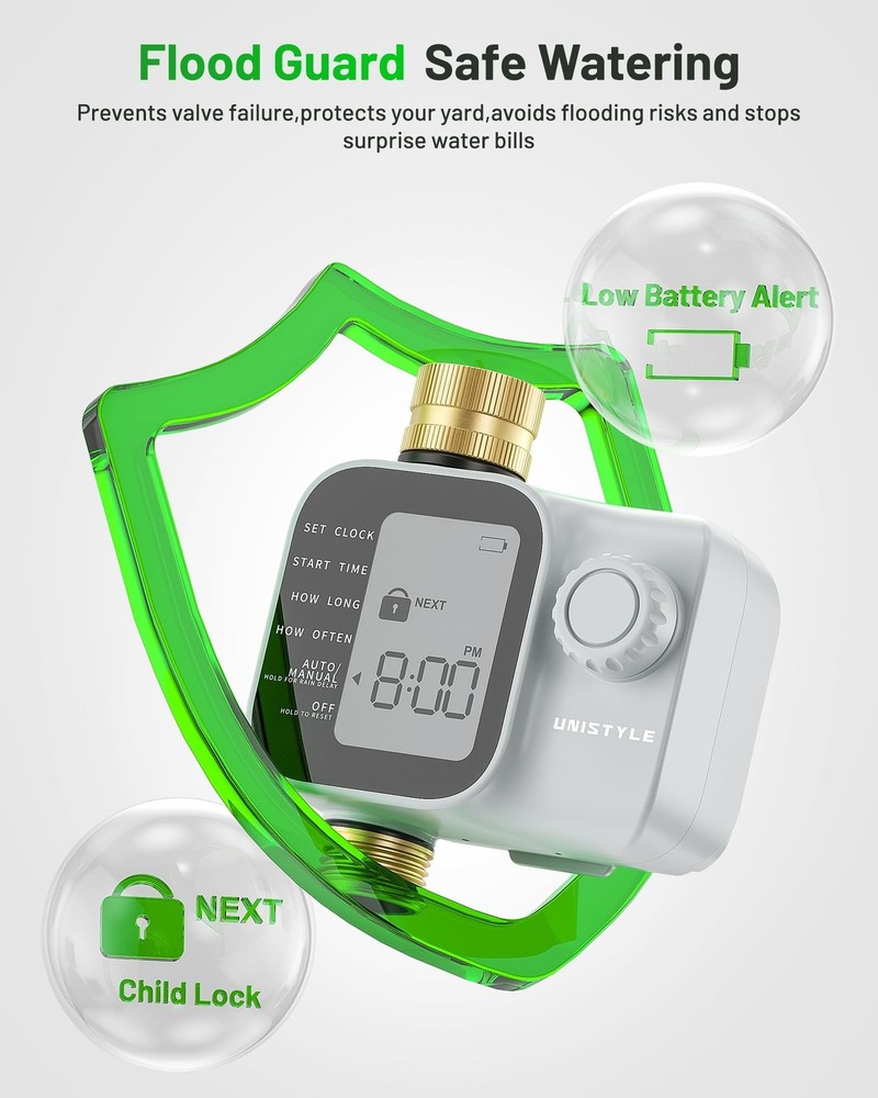 [2026 Upgrade] Sprinkler Timer with Brass Inlets & Outlets, Unistyle Programm...