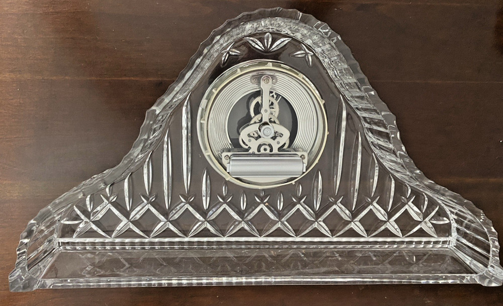 Large German Gorham Crystal Clock Lady Anne Silver Skeleton Clock