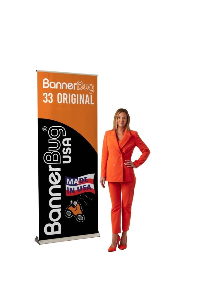 Nice!! BANNERBUG "Roll Up 'Dual Sided' Banner Stand" (Banner Bug) with SOFT CASE