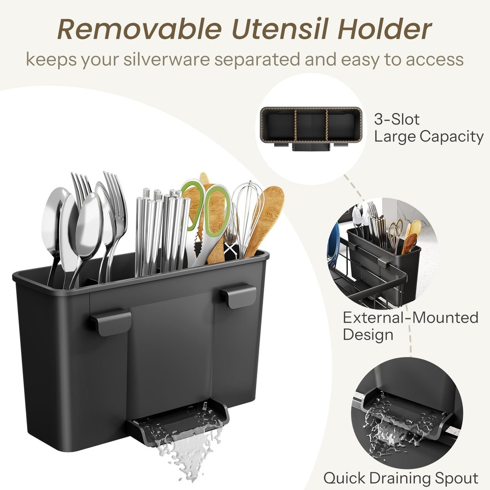 Dish Drying Rack - Space-Saving Dish Rack for Kitchen Counter, Stainless Stee...