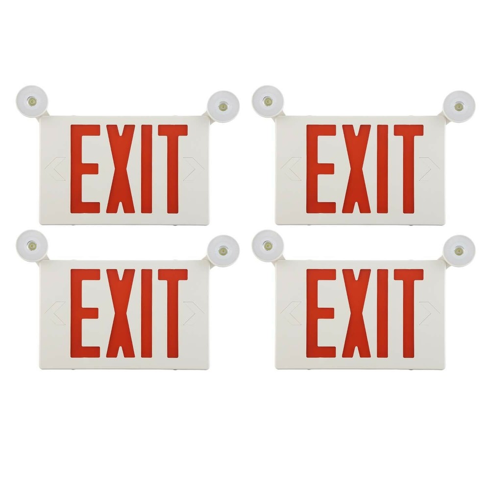 Spectsun 4 Pack Red LED Exit Sign&Emergency Lights Exit Sign Lighting Buniess