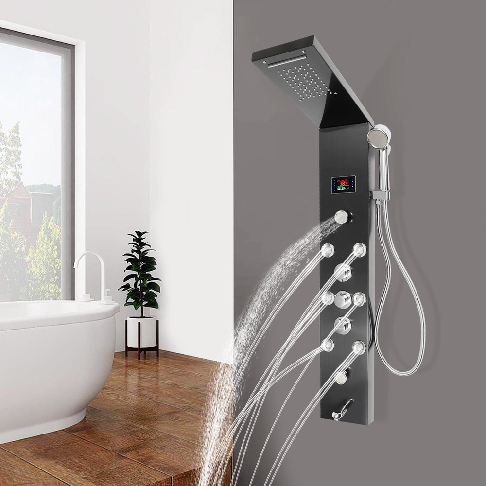 Shower Panel Tower System Wall Mounted Rainfall Waterfall Shower Head Shower Kit
