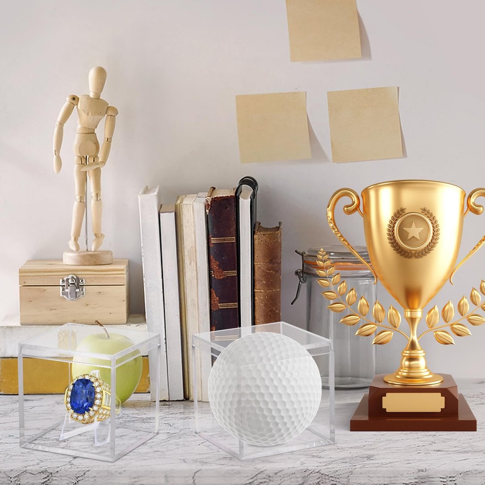 2 Pack Clear Acrylic Championship Ring Display Case, 2-Pack,