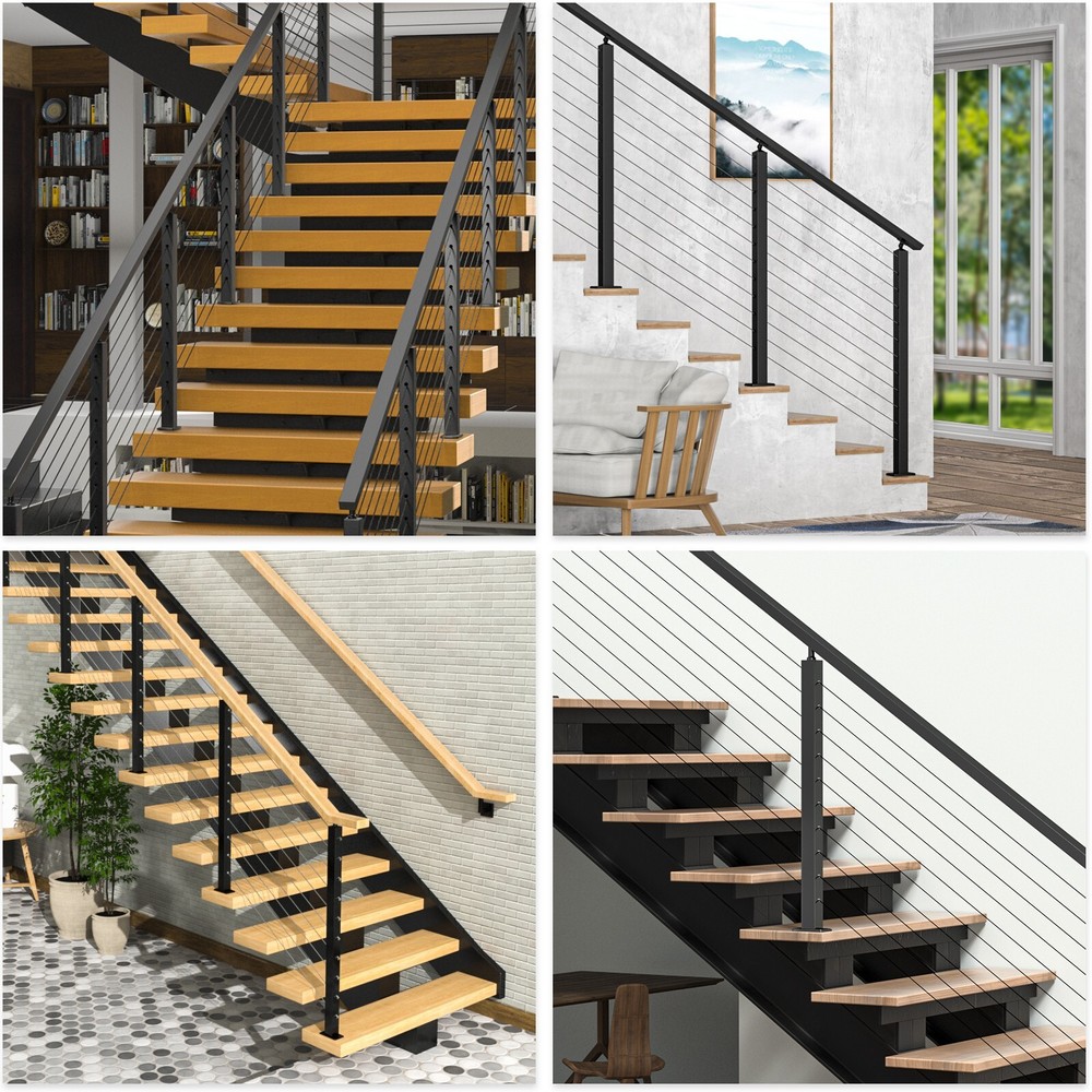 Muzata 4Pack 42"x2"x2" Cable Railing Post for Adjustable Top 25-35 Degrees PS01