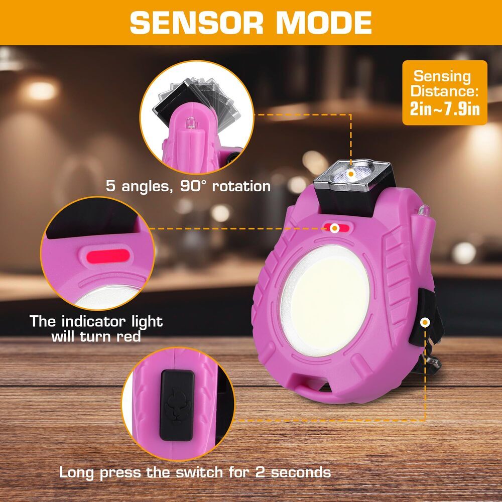 EverBrite Rechargeable COB Keychain Work Light 6 Mode Multifunctional Flashlight