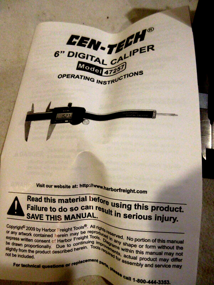 Cen-Tech 6" Digital Caliper w/Storage Case & Instructions #47257
