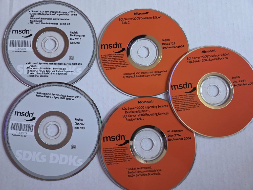 Microsoft MSDN Subscription Archive (2001–2005) – Visual Studio, SQL Server, Win