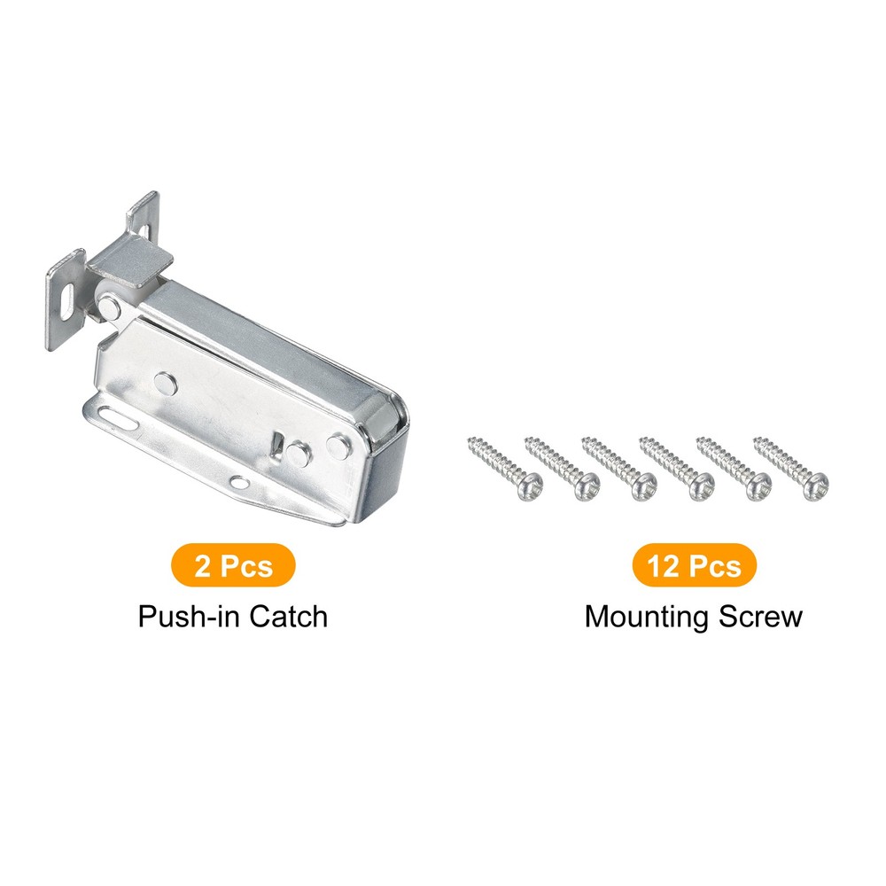 2 Set Automatic Spring Loaded Push to Open Door Catch Touch Lock 58mm Silver