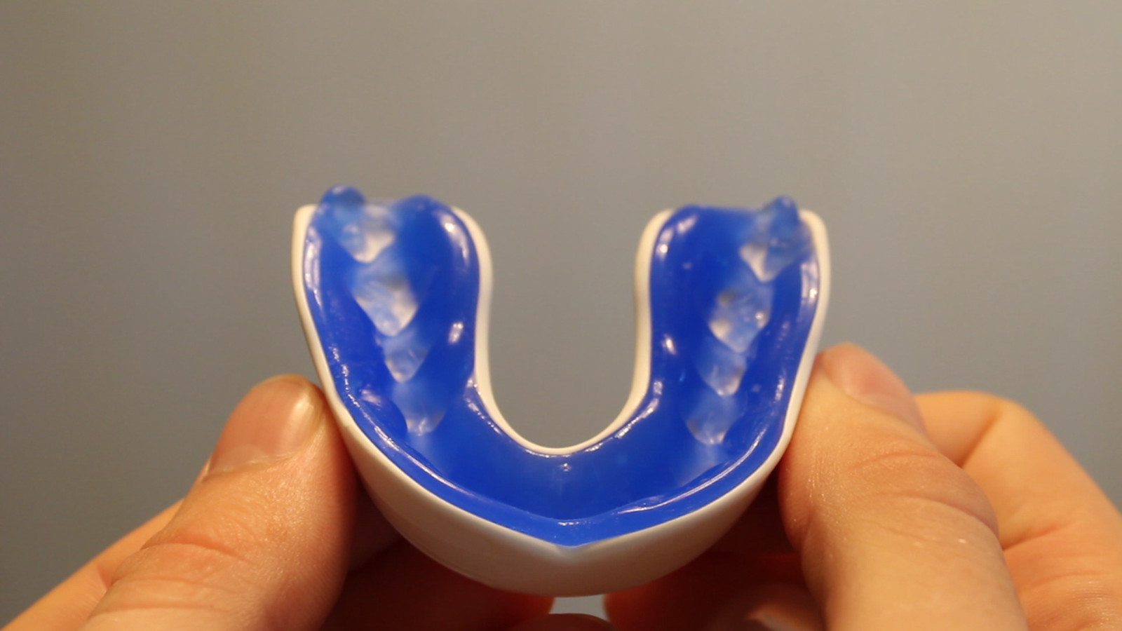 Oral Mart MMA BJJ Karate Flag Football Mouth Guard (White/Blue) with Free Case