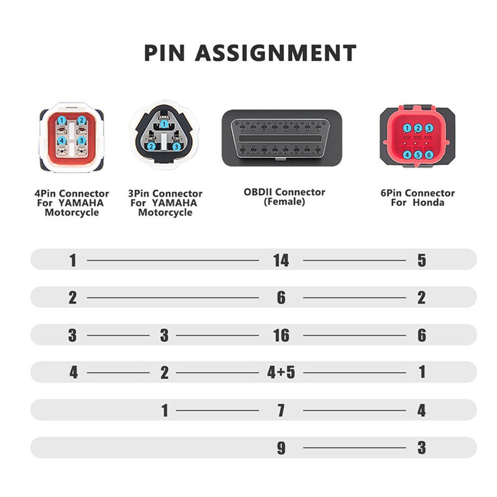 For Yamaha 3, 4 and 6 Pin OBD2 Diagnostic Cable OBD Error Code Reader Adapter