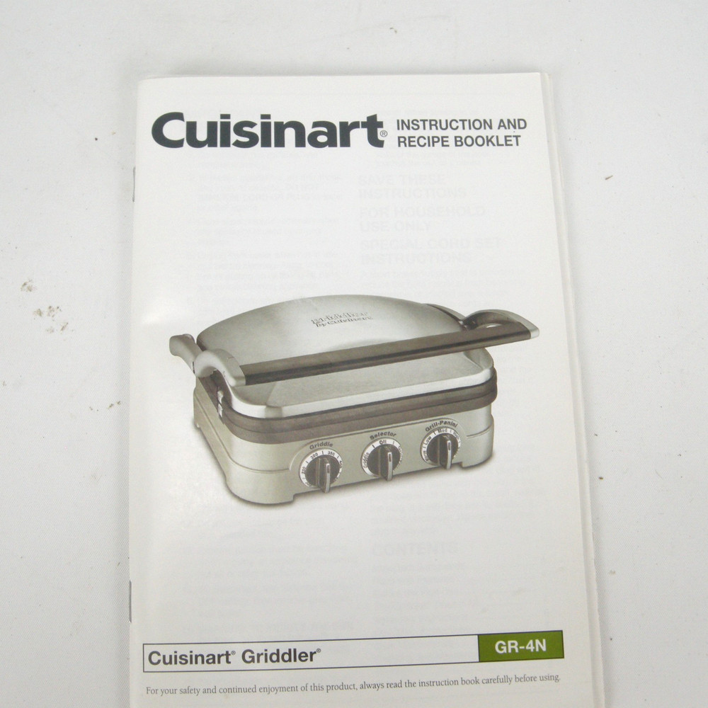 Cuisinart Griddler GR-4N Contact Grill Griddle Panini Press EUC