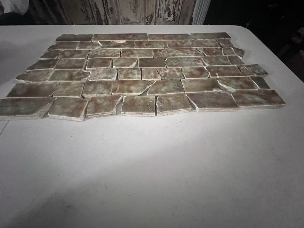 46 Antique Architectural Fireplace Surround Ceramic Backsplash Tile Salvaged