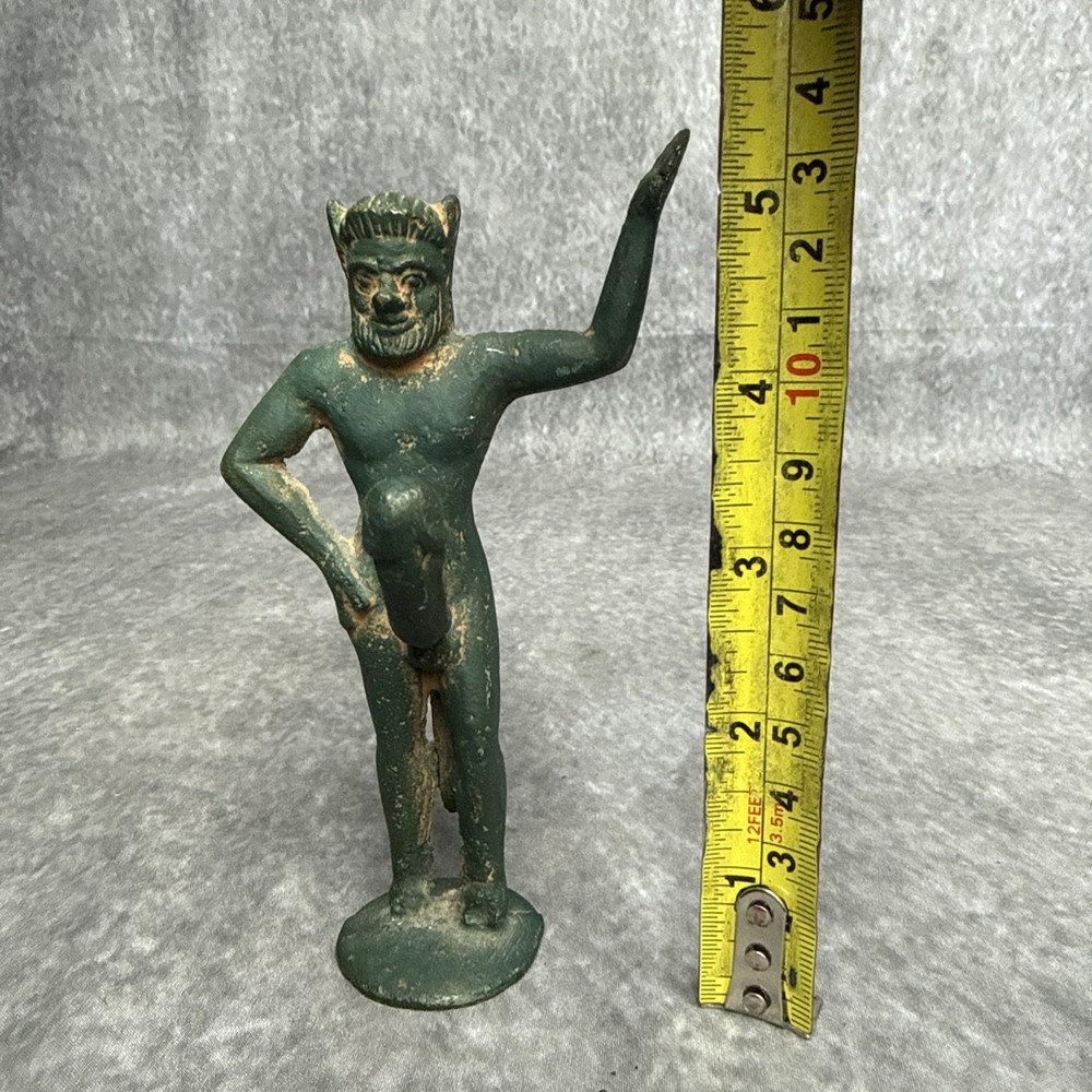 Solid Bronze Ithyphallic Satyr Pan Statuette 5 1/4”" Classical Style
