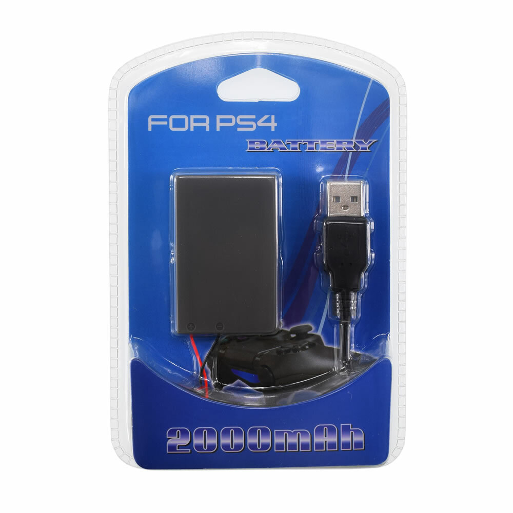 2X 2000mAh Rechargeable Battery Pack for PS4 Playstation 4 Controller +USB Cable
