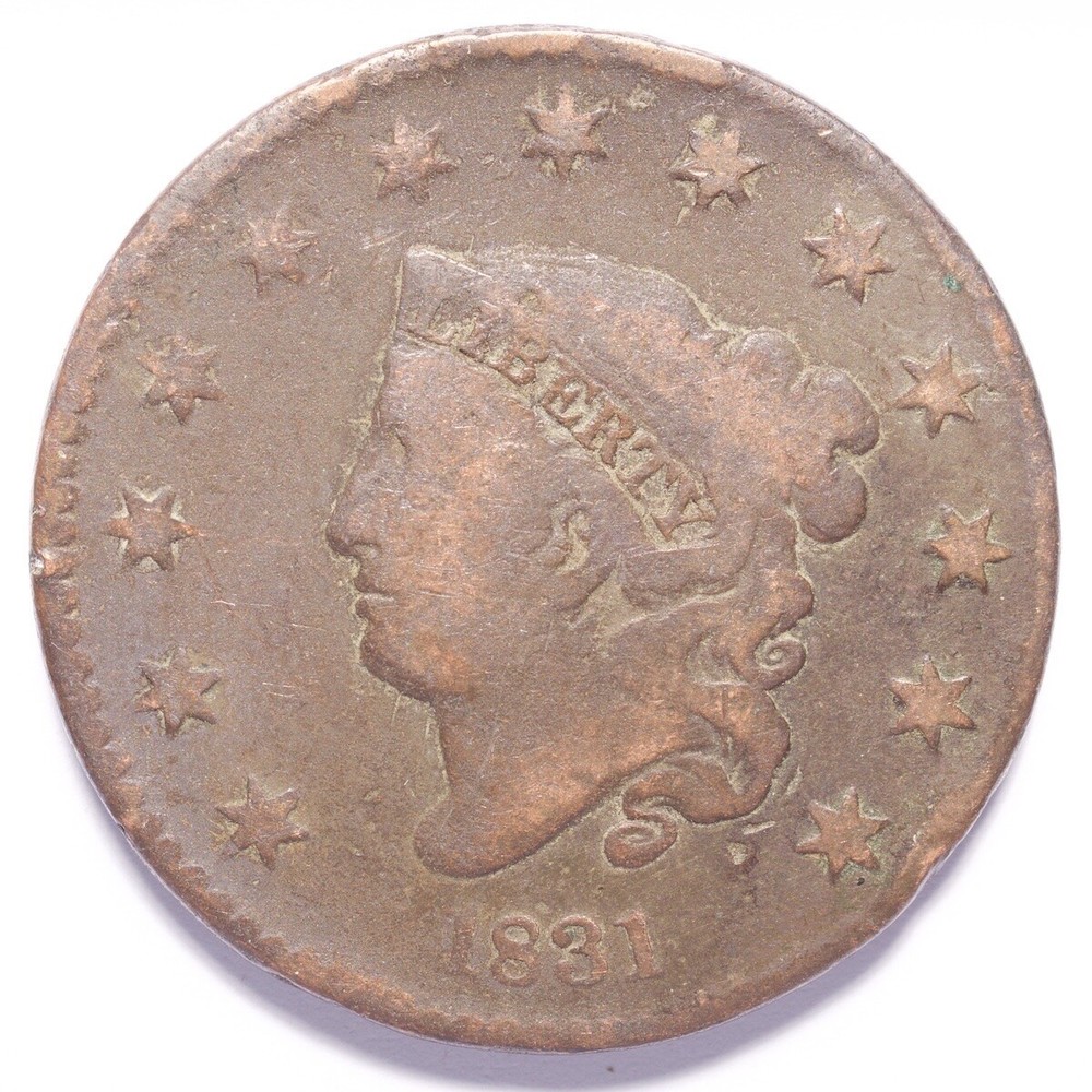 1831 Large Cent Coronet Head Rotated Reverse