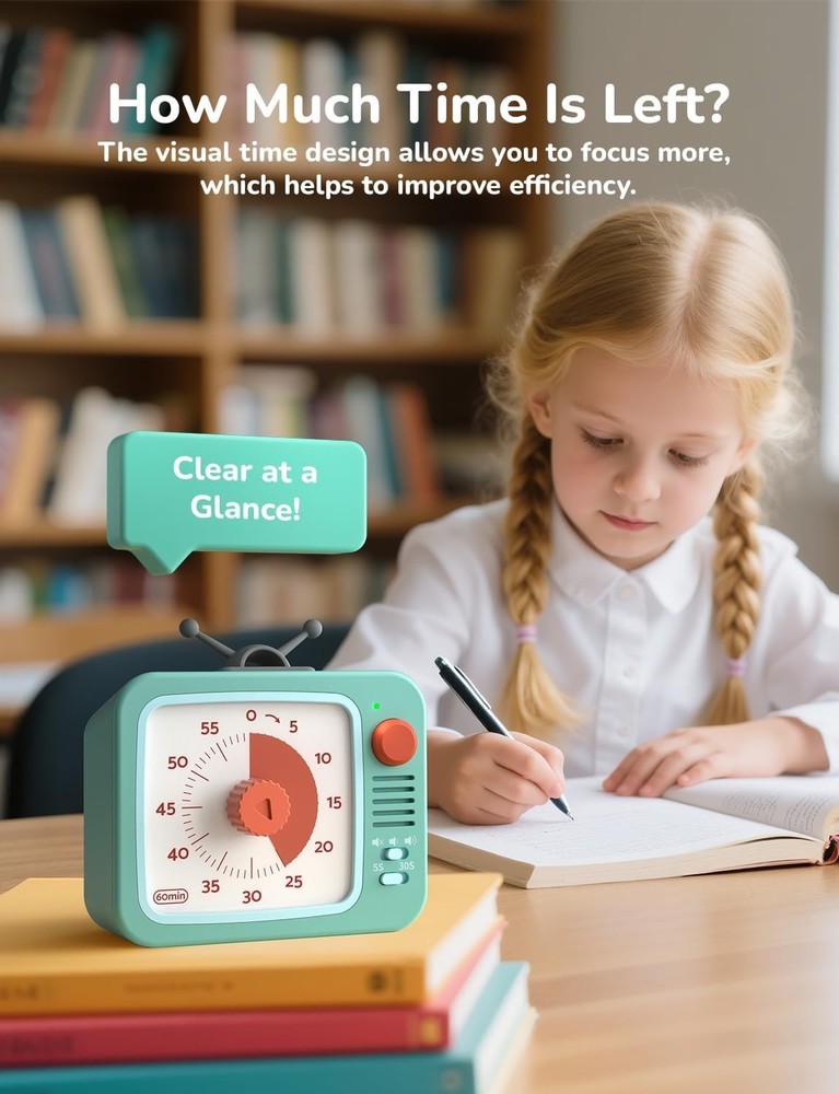 Visual Timer for Kids with Pause Function, 60-Minute Countdown Timers for Cla...