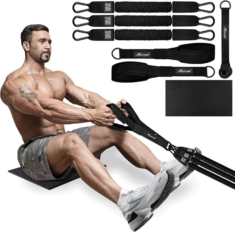 Rowing Resistance Bands, Best Replacement for Rowing Machine, Home Gym Workout E