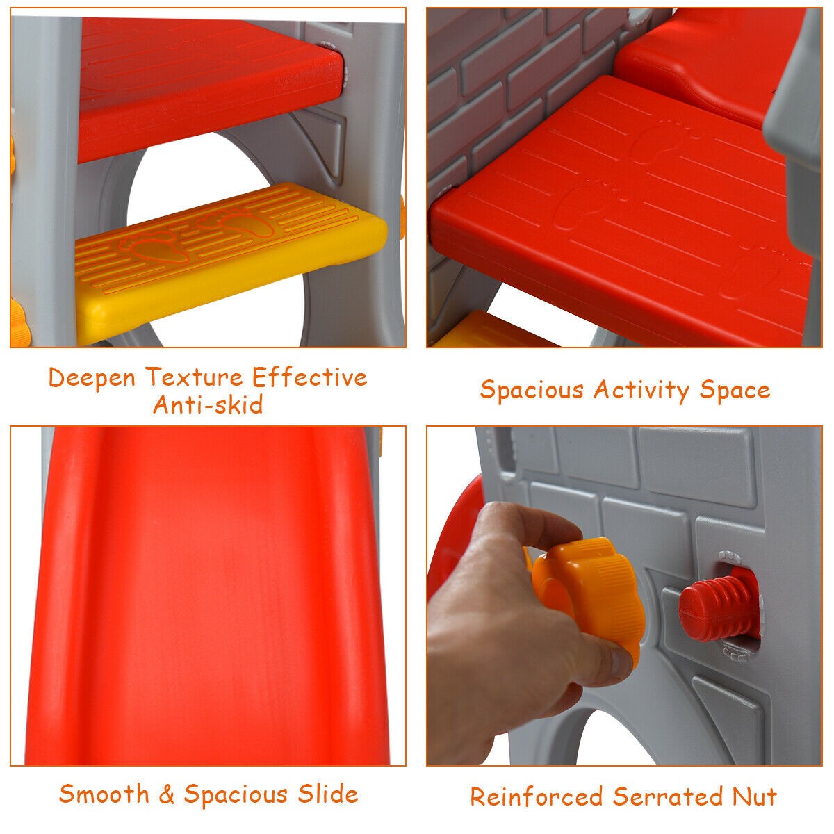 2-Step Children Castle Slide Basketball Hoop and Telescope Toy Indoor & Outdoor