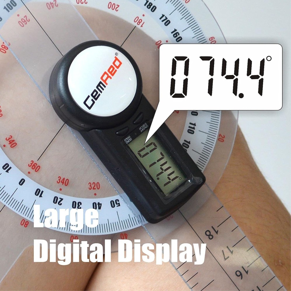 GemRed 12" Digital Goniometer 360 Degree Physical Therapy Plastic Protractor ...