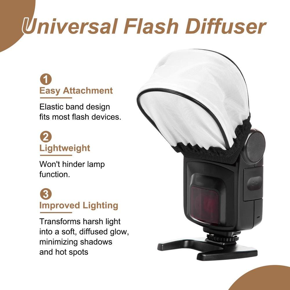 2pcs 3.5" x 3.7" Soft Mini Flash Bounce Diffuser Cap, for Flashlight, White