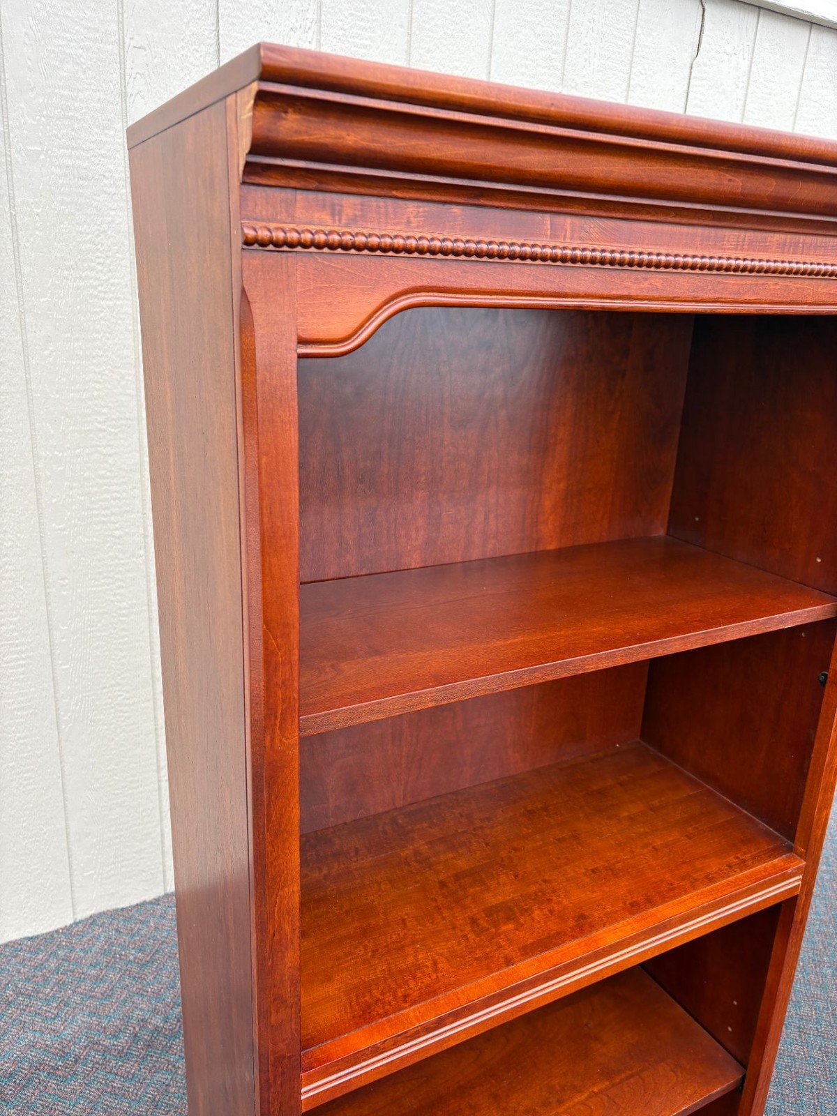 67505 Traditional Cherry Wood Bookcase with Beaded Trim Detail