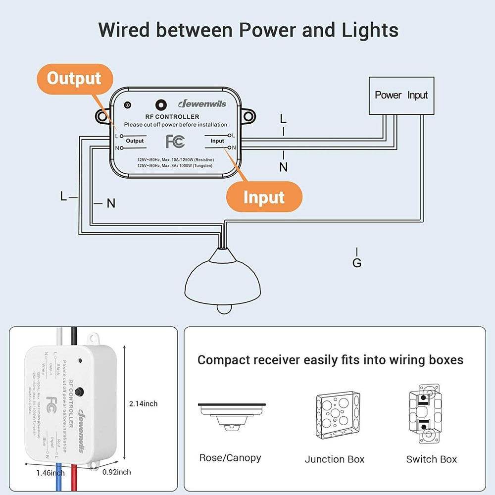 DEWENWILS Wireless Remote Control Wall Light Switch and Receiver Kit for Lamps