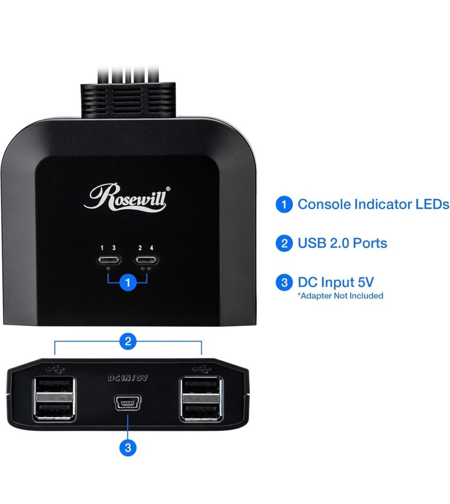 Rosewill 4 Port USB Cable KVM Switch SHIPPING b