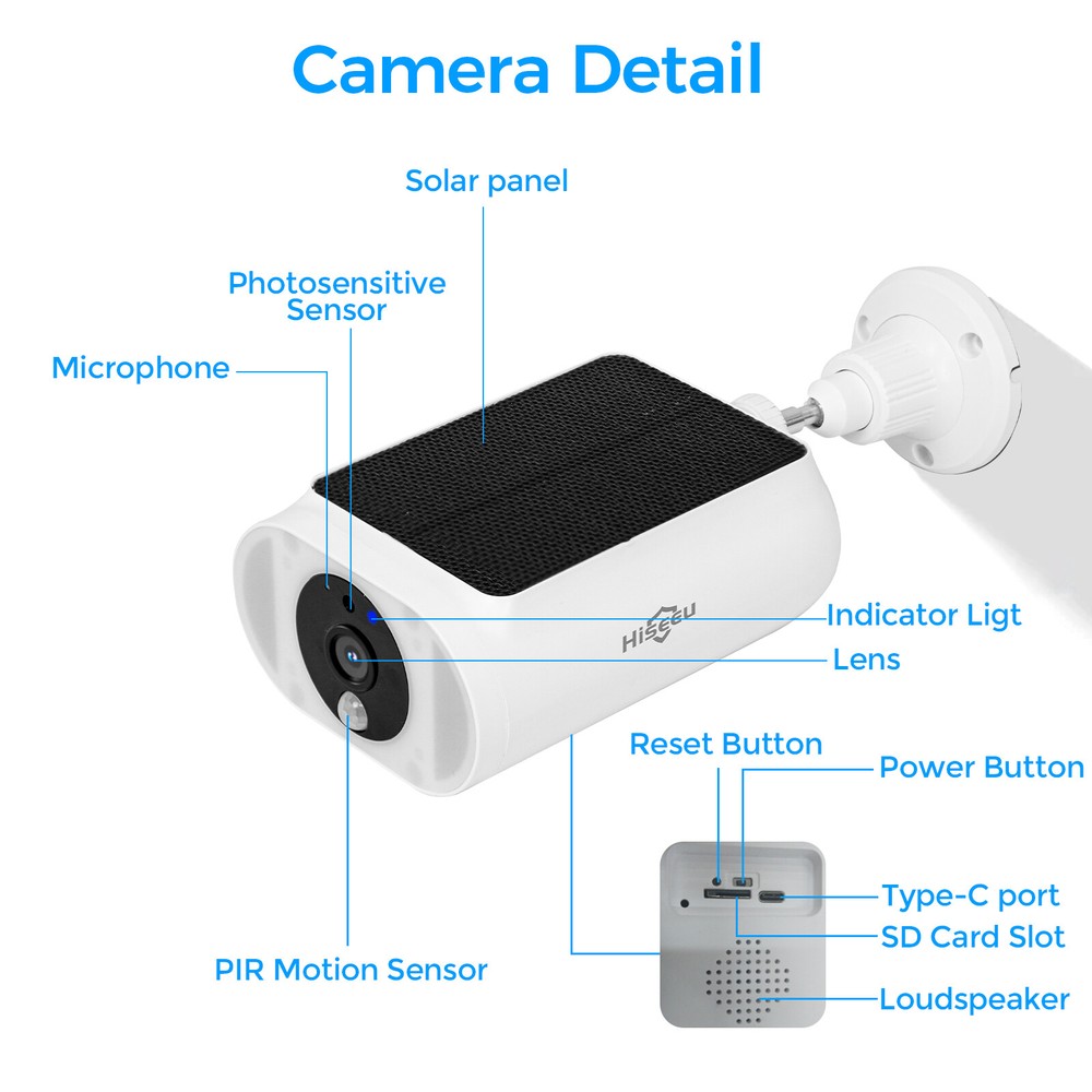 Hiseeu 4MP 10CH Wireless Solar Battery Powered Security Camera System 5G WIFI