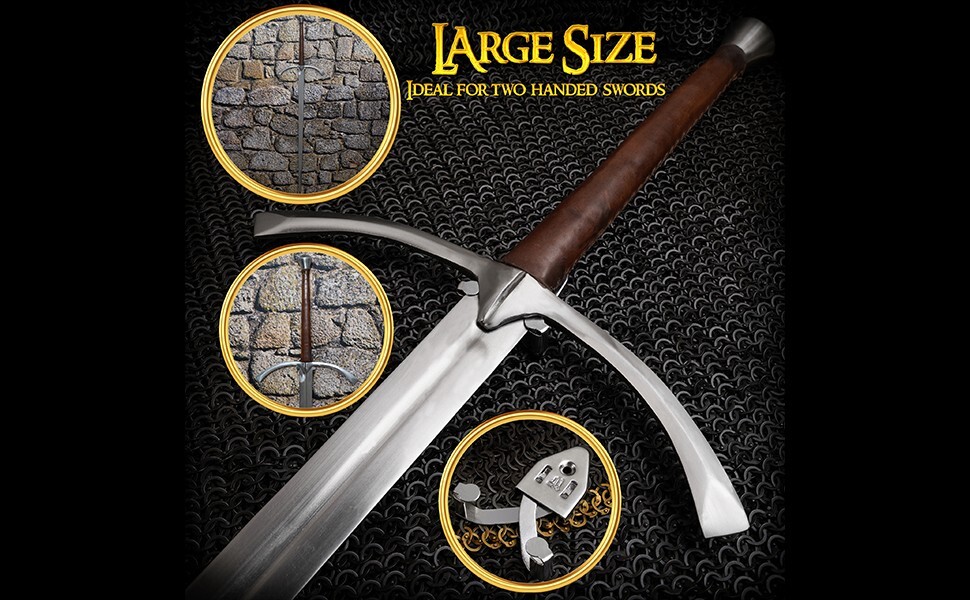 Universal Sword Bowie Knife Dagger Hanger Vertical Wall Mount Holder Set of 2